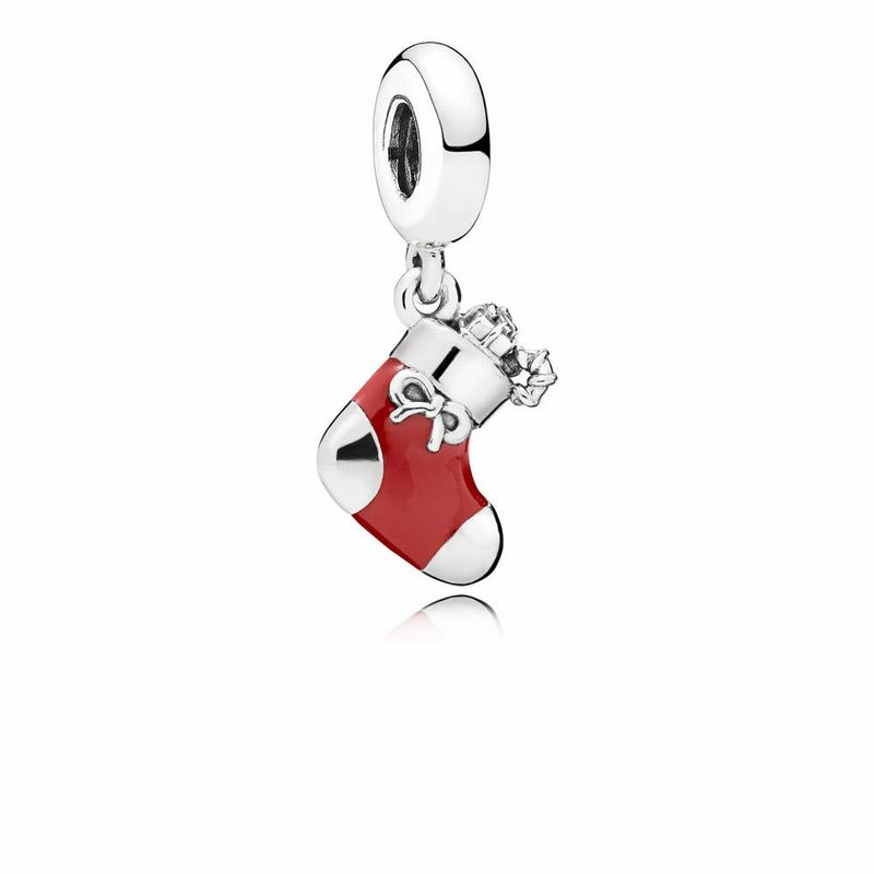 Pandora Festive Stocking Dangle Charm - Sterling Silver/Enamel/Red - Canada | ID6167IF